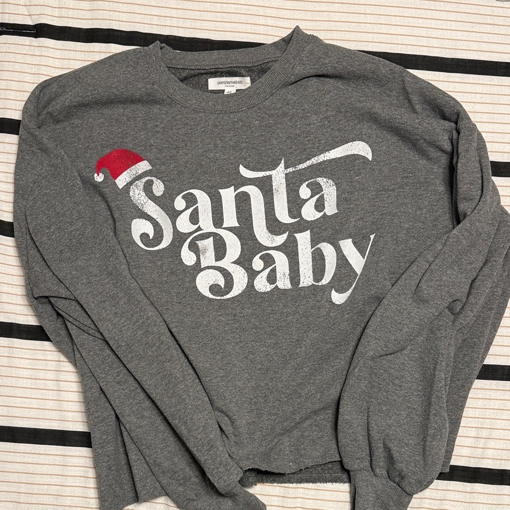 Grayson Threads Charcoal Santa Baby Sweatshirt